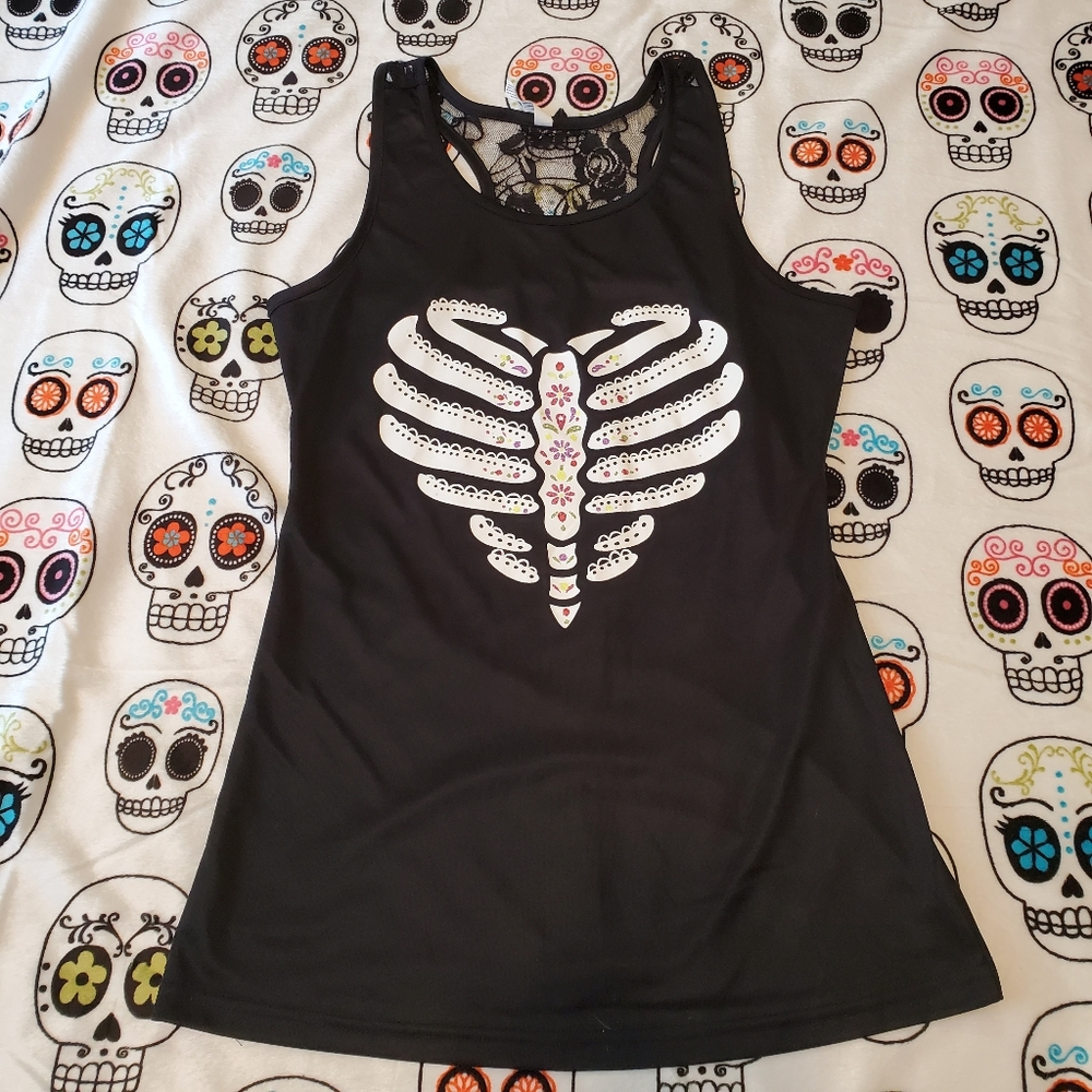 Women sugar skull tank top 